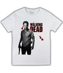 Прикольные футболки: Walking Dead  Рик Граймс с лого на белой